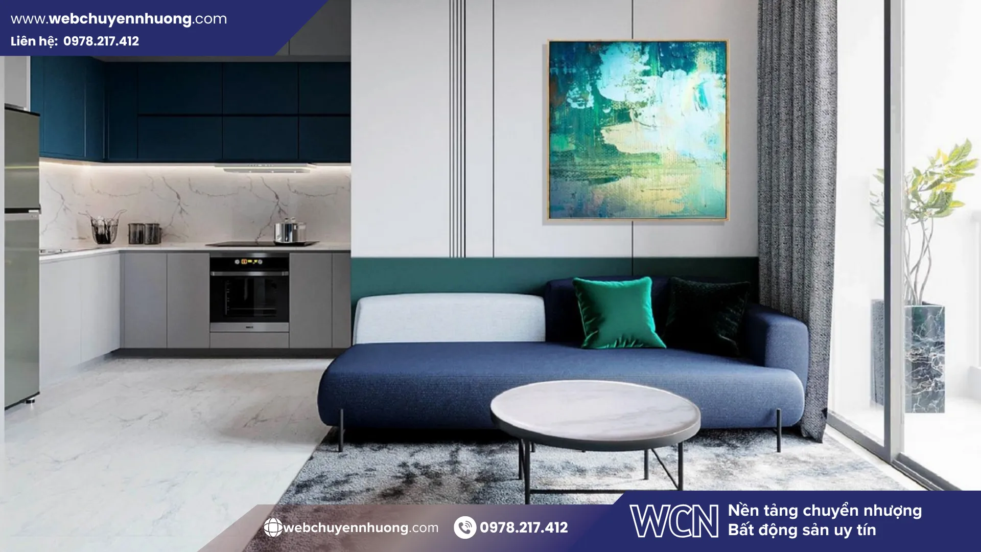 Thiết kế căn hộ loại bỏ góc chết, tối ưu diện tích sử dụng. Khi xem nhà mẫu The Emerald Boulevard, nên chú ý cửa sổ kịch trần và ban công rộng giúp căn hộ đón sáng, thông gió tự nhiên.