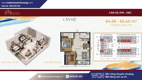Giá căn 2PN Maison Grand Phú Mỹ loại này hiện dao động từ 2,1 tỷ đồng, được đánh giá là mức giá hợp lý, cân đối giữa công năng sử dụng thực tế và tiềm năng khai thác cho thuê.