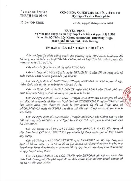 Giấy quy hoạch 1/500 dự án TT Avio Dĩ An