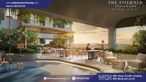 Bonding Zone tầng 4 góp phần tạo nên bản sắc riêng cho tiện ích The Emerald Garden View, với không gian mở và thiết kế hài hòa thiên nhiên, mang lại trải nghiệm sinh hoạt thoải mái và khác biệt so với các khu tiện ích thông thường.